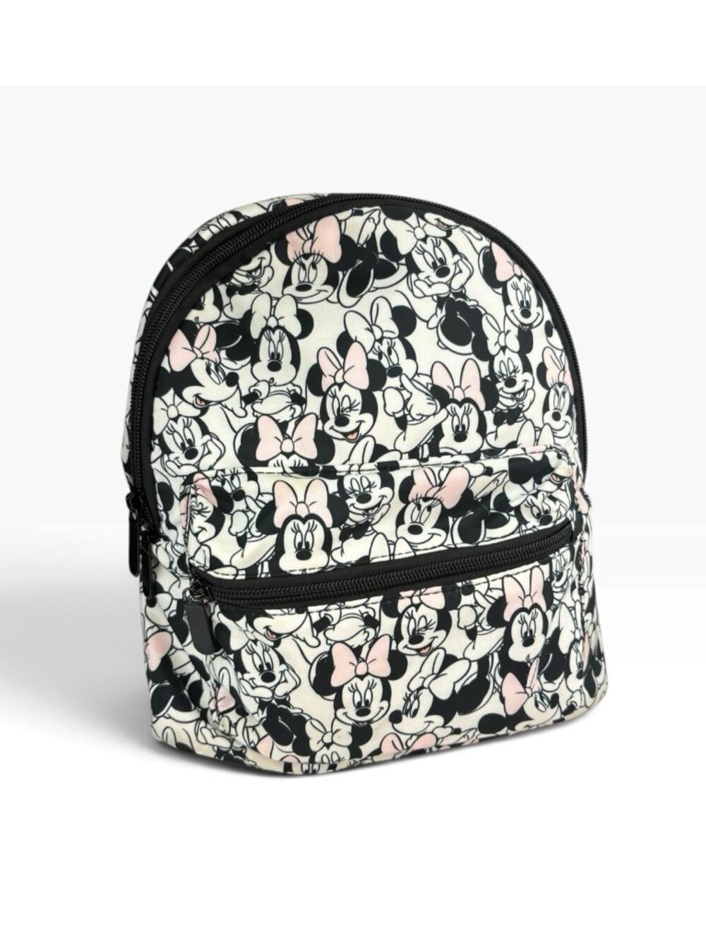 -Disney Minnie Mouse Back Pack Black Pink Zip Around Vacation Travel Disneyland